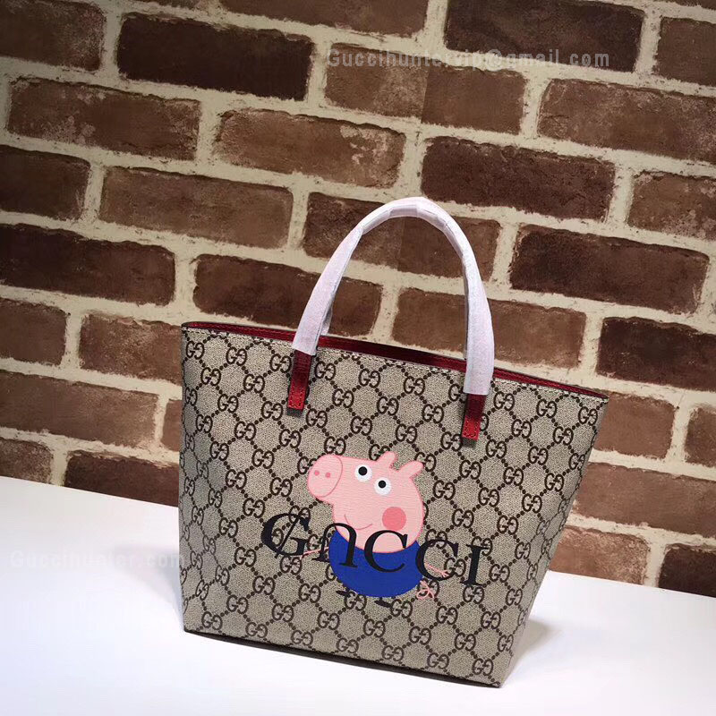 Gucci Children GG Kitten Friends Tote Blue Peppa Pig 410812